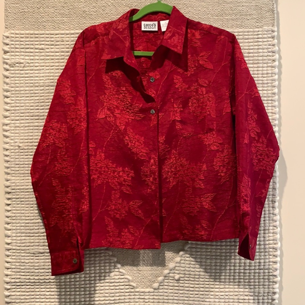 Red button up shirt